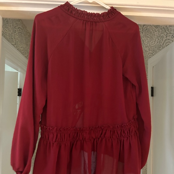 LOFT sheer maroon blouse - Picture 2 of 2